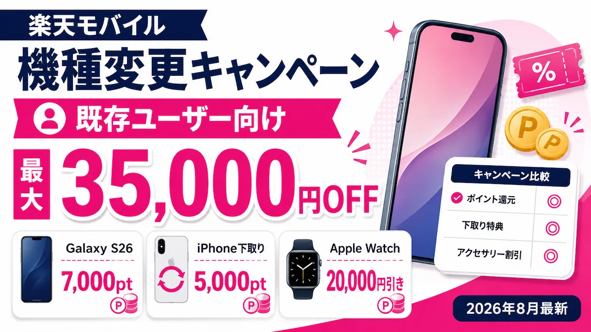 楽天モバイルの機種変更キャンペーンを既存ユーザー向けに比較