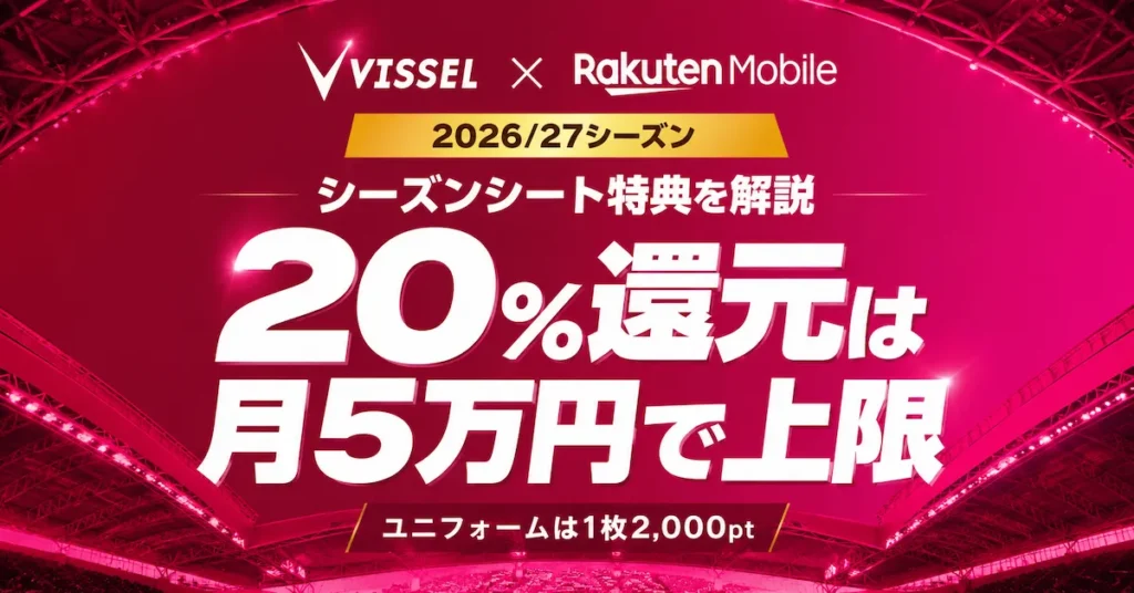 ヴィッセル神戸×楽天モバイルの20％還元が税別月5万円で上限になる仕組み